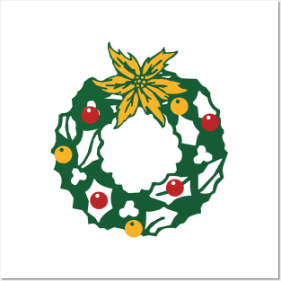 round christmas wreath Posters and Art